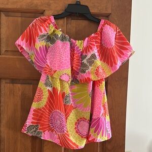Trina Turk Pink and Orange Blouse Vibrant Top